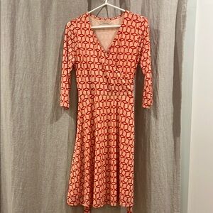 41 Hawthorn Pink and White Wrap Dress V-Neck 3/4 Sleeve